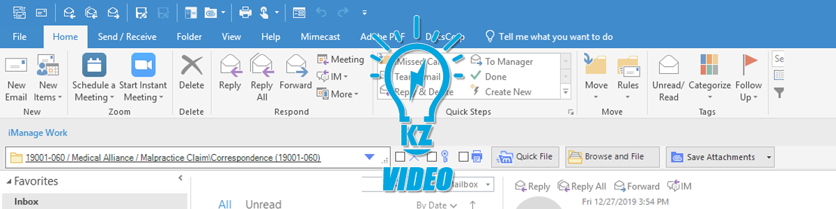 Video - iManage Work 10 - Using the Email Management Toolbar